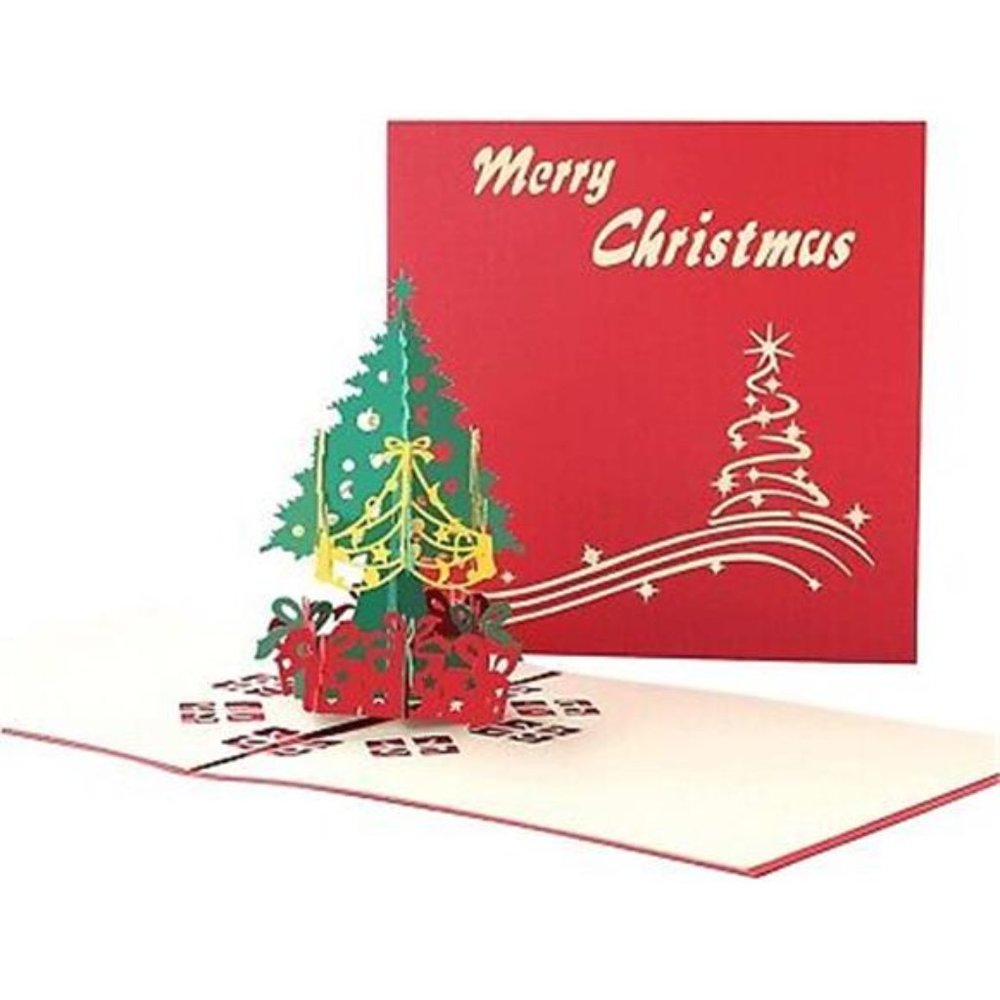 3D Tree Pop-Up Merry Christmas Card With Envelope 10 Pack Holiday Greeting Card